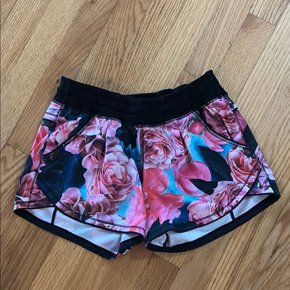 lululemon athletica Pink Floral Athletic Shorts size 4